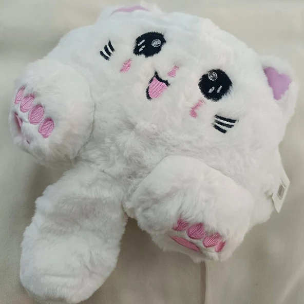 Çanta Peluş Sevimli Kedi Zincir Saplı El Omuz Çantası Beyaz - 2