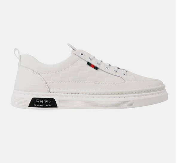 Erkek Rahat Taban Lastik Bağcıklı Sneaker Gerçek Deri MC 19039 BEYAZ - 3
