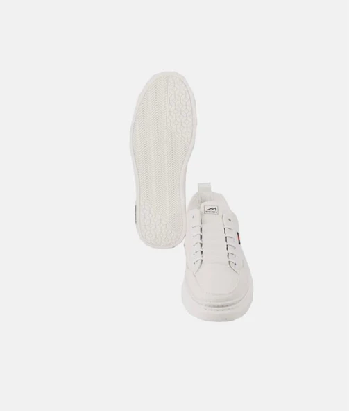 Erkek Rahat Taban Lastik Bağcıklı Sneaker Gerçek Deri MC 19039 BEYAZ - 4