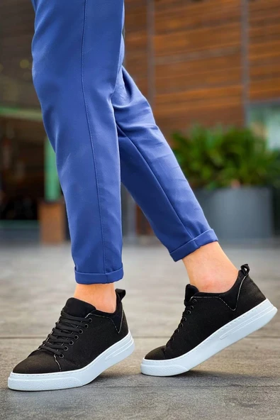 KB-X204 Kuback Siyah Keten Beyaz Yüksek Taban Günlük Erkek Spor Ayakkabı - Resim 3