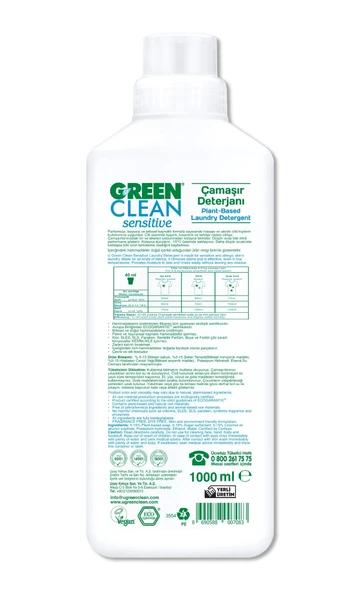 Green Clean Sensitive Parfümsüz Bitkisel Çamaşır Deterjanı 1000 Ml - 2