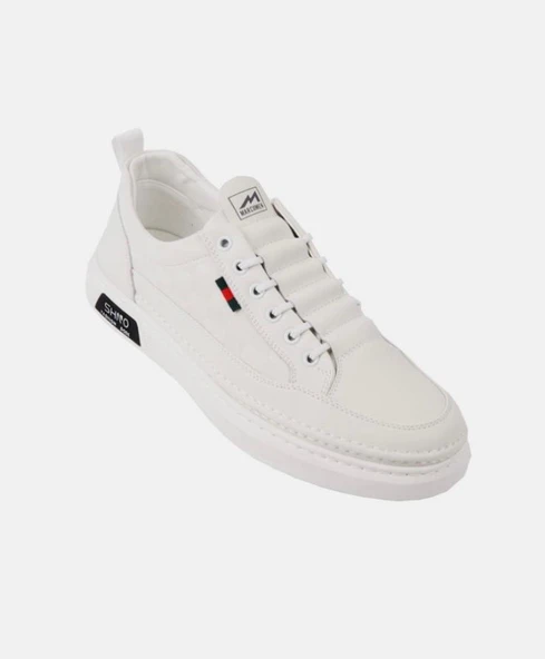 Erkek Rahat Taban Lastik Bağcıklı Sneaker Gerçek Deri MC 19039 BEYAZ - 5