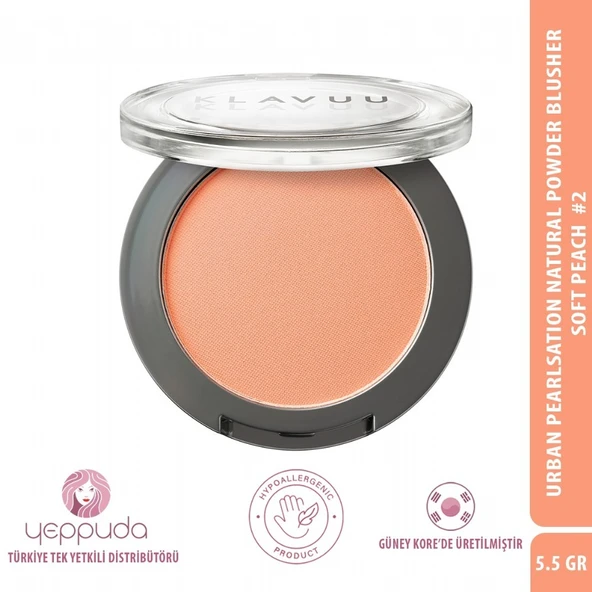 Klavuu Urban Pearlsation Natural Powder Blusher Soft Peach  #2 - İnci Tozu İçeren Allık