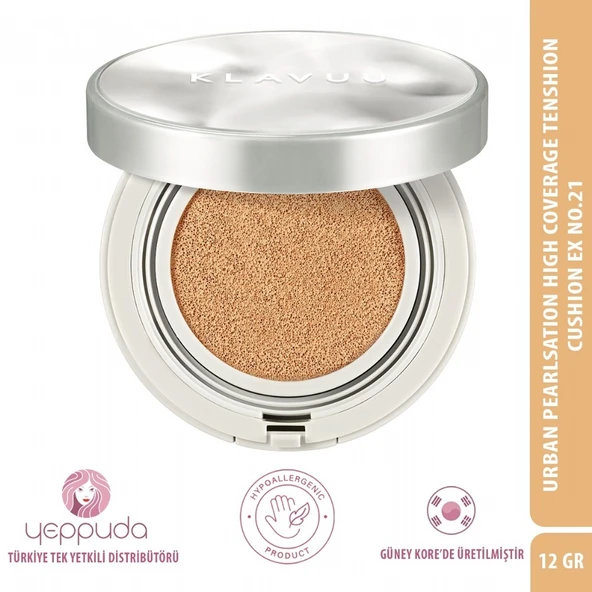 Klavuu Urban Pearlsation High Coverage Tenshion Cushion Ex No.21 SPF50+PA++++ - Yüksek Kapatıcı Cushion Fondöten