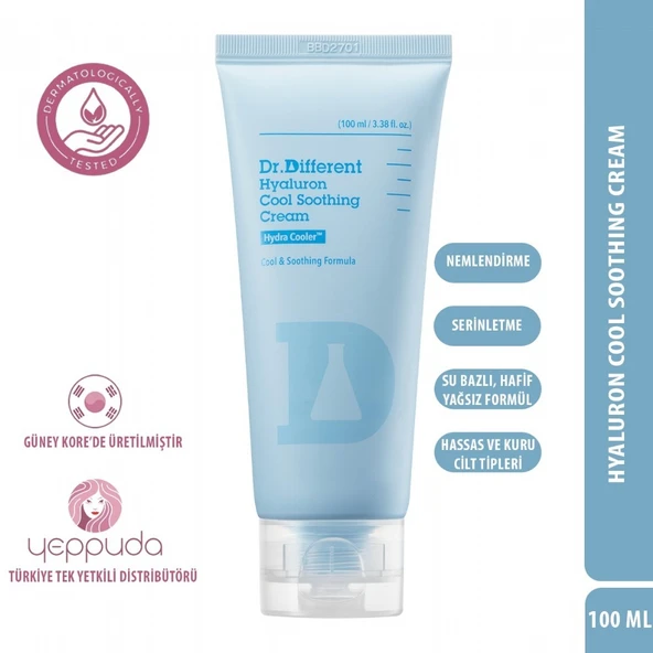 Dr.Different Hyaluron Cool Soothing Cream - Hassas ve Kuru Cilt Tipleri İçin Nemlendirici & Serinletici Krem