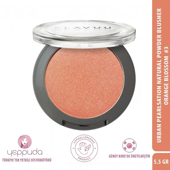Klavuu Urban Pearlsation Natural Powder Blusher Orange Blossom #3 - İnci Tozu İçeren Allık