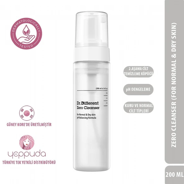 Dr.Different Zero Cleanser - Kuru ve Normal Cilt Tipleri İçin Hafif Formüllü Köpük Temizleyici (2.Aşama)