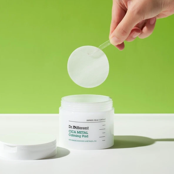 Dr.Different Cica Metal Calming Pad - Derma Metal ve Cica İçerikli Bariyer Güçlendirici & Yatıştırıcı Pamuk Ped - 2
