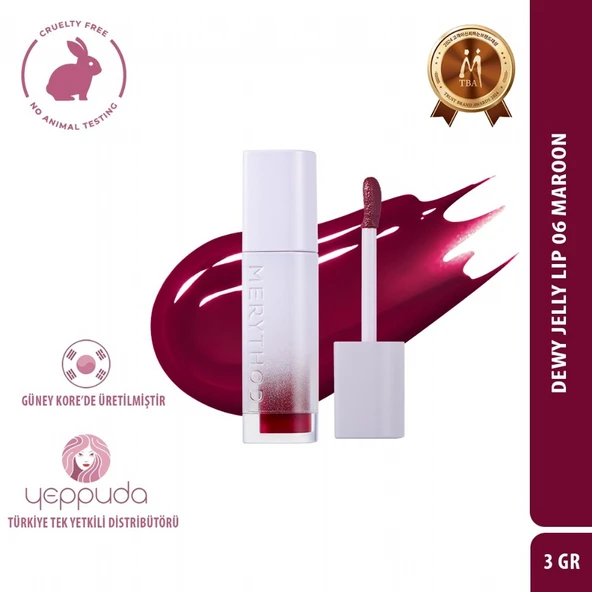 Merythod Dewy Jelly Lip 06 Maroon - Parlak ve Nemli Görünüm Sağlayan Tint