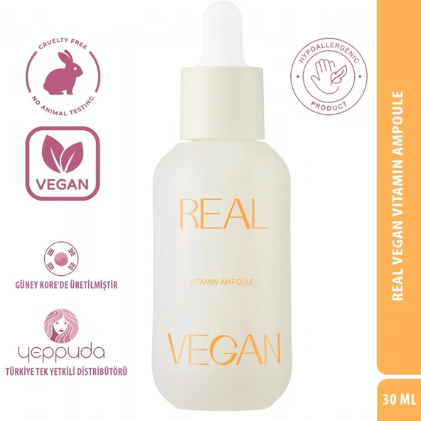 Klavuu Real Vegan Vitamin Ampoule - Niasinamid,B5,B7,B12,P ve C Vitaminleri İçeren Hiperpigmentasyon Karşıtı  Ampul