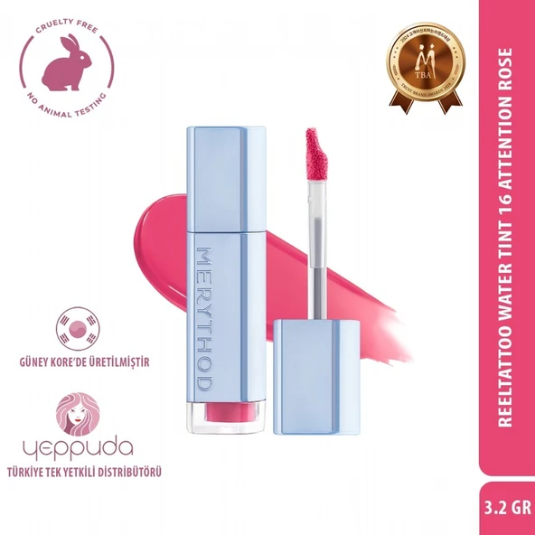 Merythod Reeltattoo Water Tint 16 Attention Rose - Gün Boyu Kalıcı Doğal Görünüm Sağlayan Tint