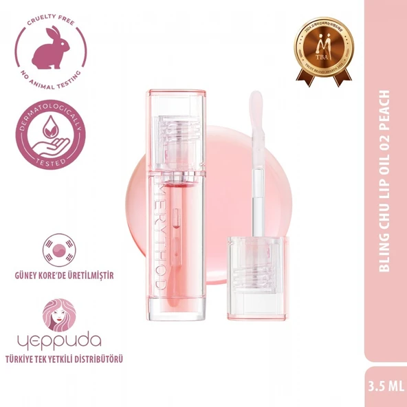 Merythod Bling Chu Lip Oil 02 Peach - Besleyici ve Nemlendirici Renkli Dudak Yağı