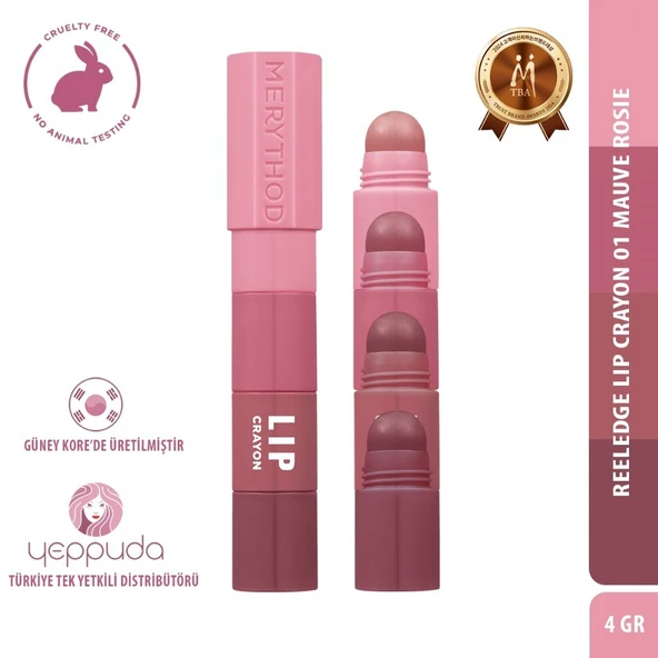 Merythod Reeledge Lip Crayon 01 Mauve Rosie - 4 Renkli Lip Crayon