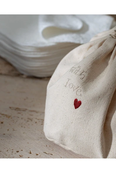 Mireille 25'li Pamuklu Havlu Seti - Beyaz/Kırmızı - Resim 2