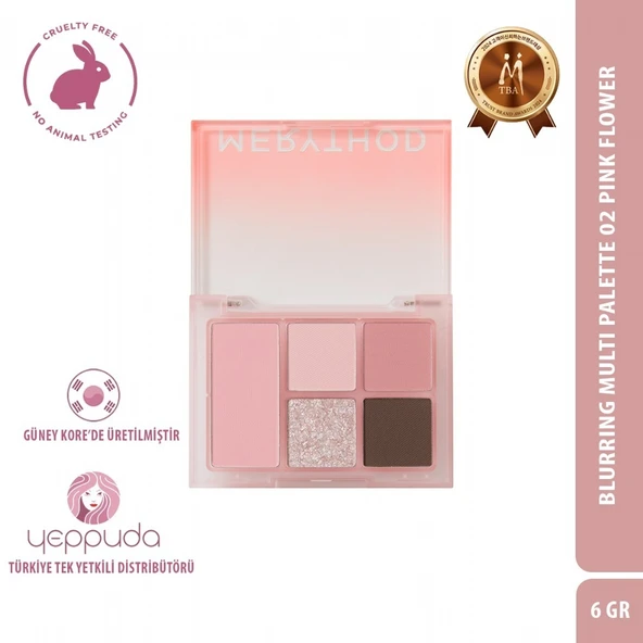 Merythod Blurring Multi Palette 02 Pink Flower - Mat, Işıltılı ve Glitter İçeren Çok Yönlü Allık ve Far Paleti