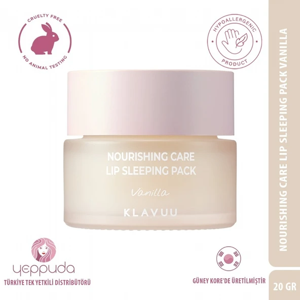 Klavuu Nourishing Care Lip Sleeping Pack Vanilla - Vanilya Özlü Besleyici Dudak Bakım Gece Maskesi