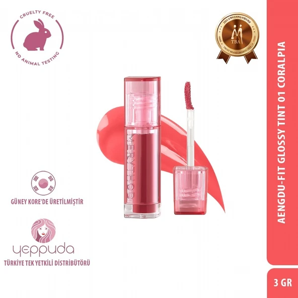 Merythod Aengdu-Fit Glossy Tint 01 Coralpia - Yoğun Pigmentli Parlak Tint