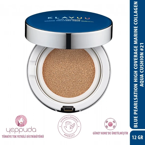 Klavuu Blue Pearlsation Marine Collagen Aqua Cushion #21 SPF50+PA+++ - Nemlendirici Etkili Cushion Fondöten