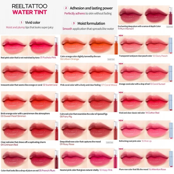 Merythod Reeltattoo Water Tint 01 Fuchsia Pink - Gün Boyu Kalıcı Doğal Görünüm Sağlayan Tint - Resim 3