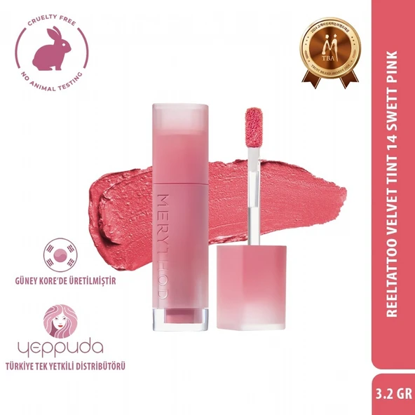 Merythod Reeltattoo Velvet Tint 14 Swett Pink - Mat Bitişli Kadifemsi Dokulu Tint
