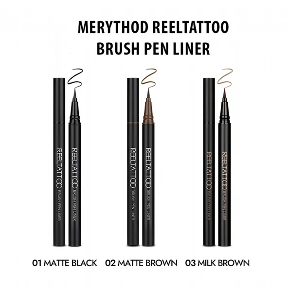 Merythod Reeltattoo Brush Pen Liner 01 Matt Black - Fırça Uçlu Mat Siyah Eyeliner - 5