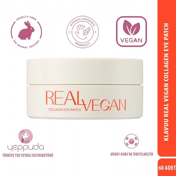 Klavuu Real Vegan Collagen Eye Patch - Niasinamid ve Bitkisel Kolajen İçeren Aydınlatıcı & Kırışıklık Karşıtı Göz Maskesi