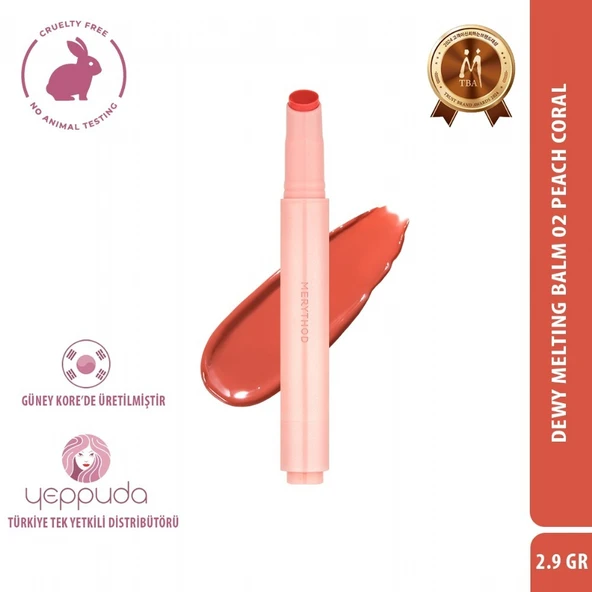 Merythod Dewy Melting Balm 02 Peach Coral - Yoğun Nemlendirici ve Parlak Bitişli Dudak Balmı