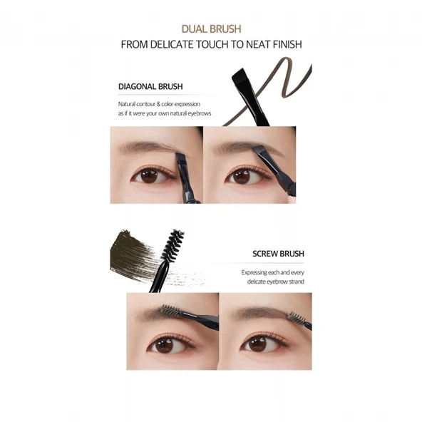 Merythod Reeltattoo Brow Cushion Two Tone Brown - Çift Tonlu, Çift Fırçalı Kaş Farı & Kaş Şekillendirme Kiti - 4