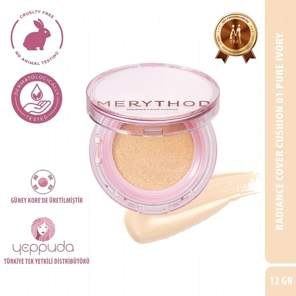 Merythod Radiance Cover Cushion 01 Pure Ivory SPF50+PA+++ - Nemli ve Parlak Görümüm Sunan Fondöten