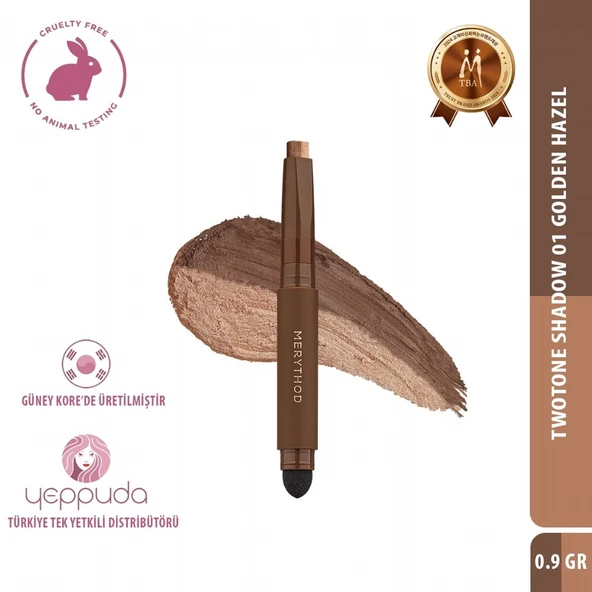 Merythod Twotone Shadow 01 Golden Hazel - Çift Tonlu, Süngerli Far Kalemi