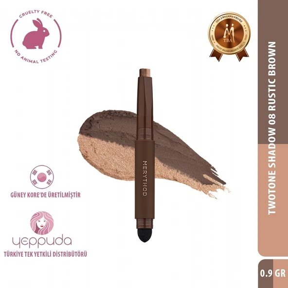 Merythod Twotone Shadow 08 Rustic Brown - Çift Tonlu, Süngerli Far Kalemi - 6