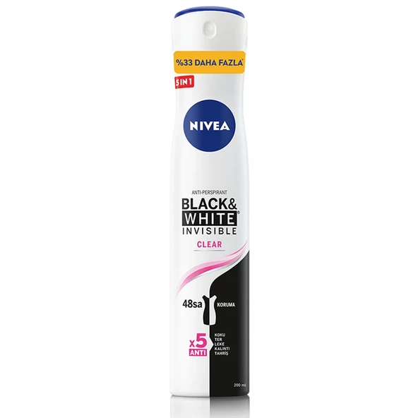 NIVEA Kadın Sprey Black and White Invisible Clear 200 ML