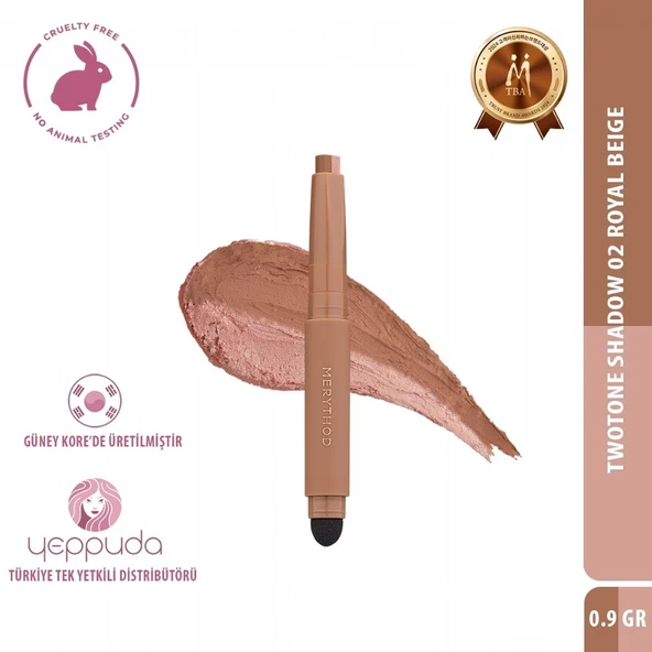 Merythod Twotone Shadow 02 Royal Beige - Çift Tonlu, Süngerli Far Kalemi