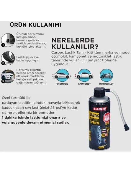 Carub Lastik Tamir Spreyi 400 Ml - 3
