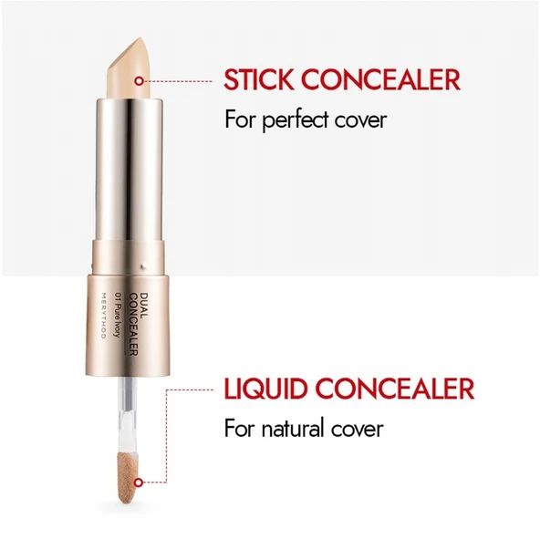Merythod Dual Concealer 01 Pure Ivory - Çift Uçlu Kapatıcı (Stick ve Likit) - 7