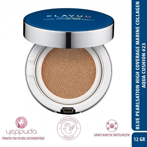 Klavuu Blue Pearlsation Marine Collagen Aqua Cushion #23 SPF50+PA+++ - Nemlendirici Etkili Cushion Fondöten