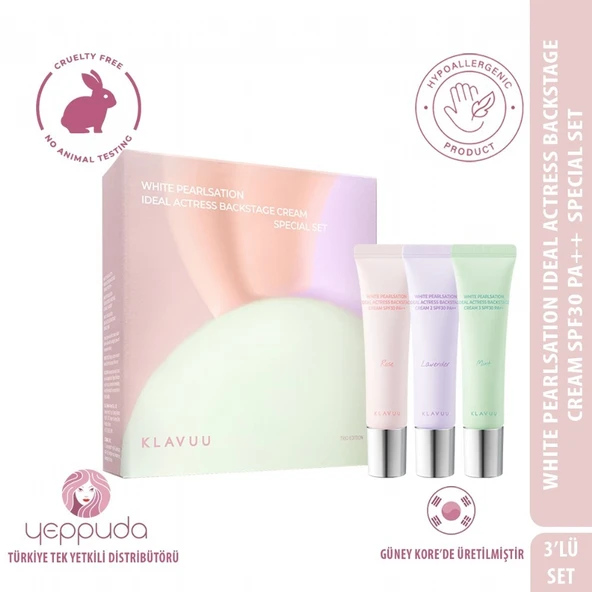Klavuu White Pearlsation ideal Actress Backstage Cream Special Set - Kore İncisi İçeren Tone-Up Krem Mini Set