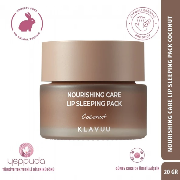Klavuu Nourishing Care Lip Sleeping Pack Coconut - Hindistan Cevizi Özlü Besleyici Dudak Bakım Gece Maskesi