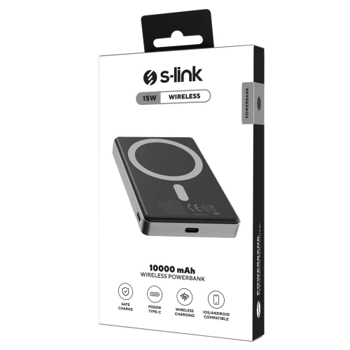 S-LINK MG110, Magsafe, Gri, 10.000mAh, 2xType-C, 4 LED Göstergeli, PowerBank - 5
