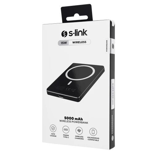 S-LINK MG105, Magsafe, Gri, 5.000mAh, 2xType-C, 4 LED Göstergeli, PowerBank - 5