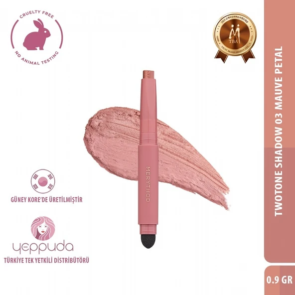 Merythod Twotone Shadow 03 Mauve Petal - Çift Tonlu, Süngerli Far Kalemi