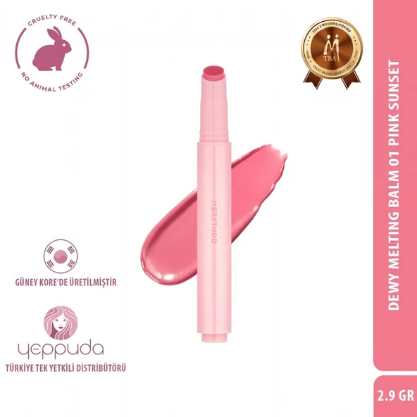 Merythod Dewy Melting Balm 01 Pink Sunset - Yoğun Nemlendirici ve Parlak Bitişli Dudak Balmı