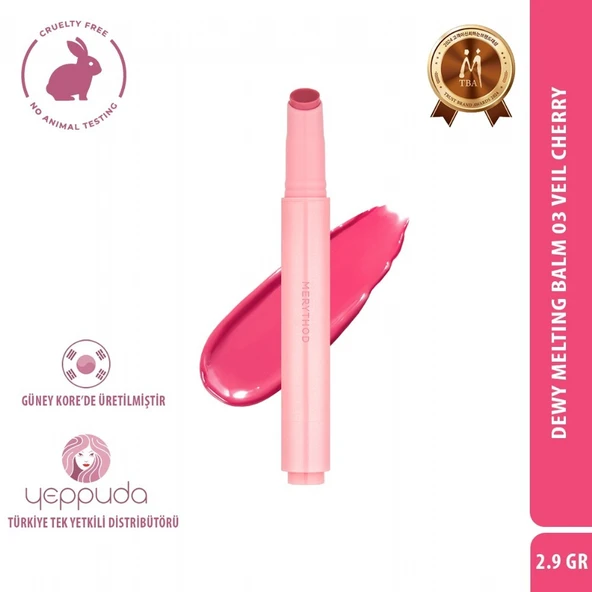 Merythod Dewy Melting Balm 03 Veil Cherry - Yoğun Nemlendirici ve Parlak Bitişli Dudak Balmı