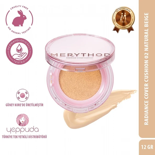 Merythod Radiance Cover Cushion 02 Natural Beige SPF50+PA+++ - Nemli ve Parlak Görümüm Sunan Fondöten