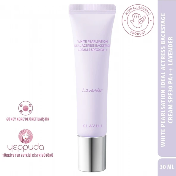 Klavuu White Pearlsation ideal Actress Backstage Cream Spf30 Pa++ Lavender - Kore İncisi İçeren Tone-Up Krem