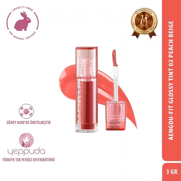 Merythod Aengdu-Fit Glossy Tint 02 Peach Beige - Yoğun Pigmentli Parlak Tint