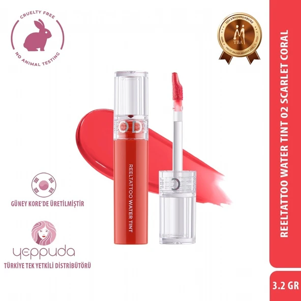 Merythod Reeltattoo Water Tint 02 Scarlet Coral - Gün Boyu Kalıcı Doğal Görünüm Sağlayan Tint