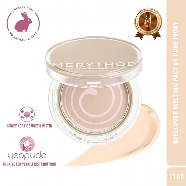 Merythod Reelcover Melting Pact 01 Pure Ivory SPF50+PA++++ - Yağlı Ciltler İçin Yüksek Kapatıcı Fondöten