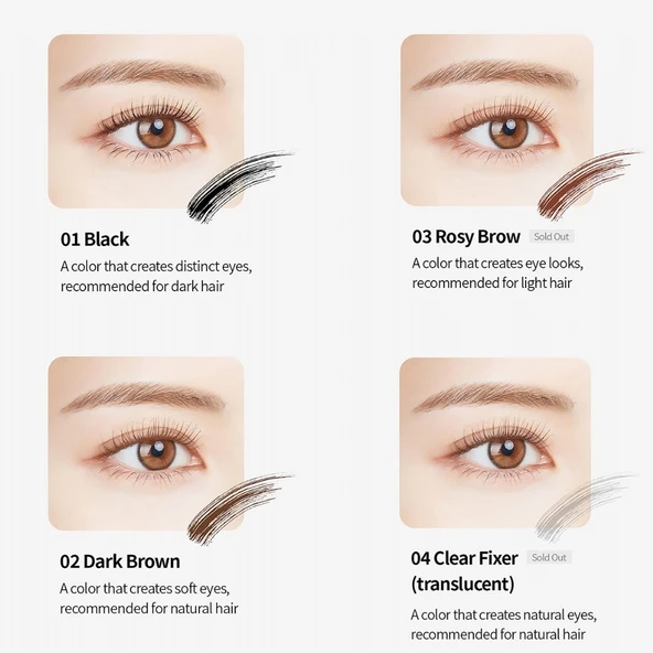 Merythod Skinny Realong Cara 01 Black - Topaklanma Yapmayan Suya Dayanıklı İnce Fırçalı Siyah Maskara - 2