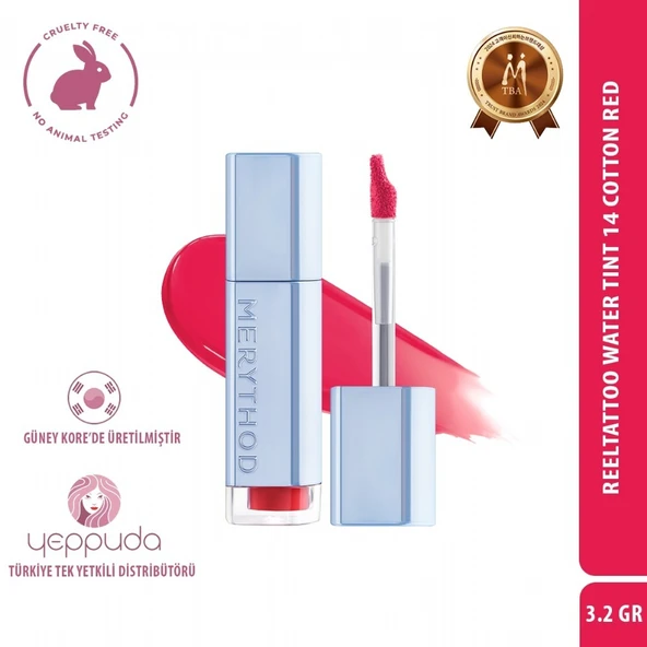 Merythod Reeltattoo Water Tint 14 Cotton Red - Gün Boyu Kalıcı Doğal Görünüm Sağlayan Tint - 5